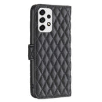 BINFEN COLOR til Samsung Galaxy A53 5G BF Style-14 Etui med præget rombemønster Ridsefast Stativ Mat PU-læderpungcover