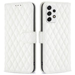BINFEN COLOR til Samsung Galaxy A53 5G BF Style-14 Etui med præget rombemønster Ridsefast Stativ Mat PU-læderpungcover