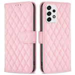 BINFEN COLOR til Samsung Galaxy A53 5G BF Style-14 Etui med præget rombemønster Ridsefast Stativ Mat PU-læderpungcover