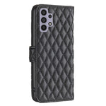 BINFEN COLOR til Samsung Galaxy A32 5G / M32 5G BF Style-14 Præget Rhombus Mønster Etui Stand Mat PU Læder Pung Bogstil Cover