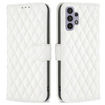 BINFEN COLOR til Samsung Galaxy A32 5G / M32 5G BF Style-14 Præget Rhombus Mønster Etui Stand Mat PU Læder Pung Bogstil Cover