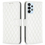 BINFEN COLOR For Samsung Galaxy A23 5G (Global Version) / 4G BF Style-14 Imprinted Rhombus Pattern Case Full Protection Stand Matte PU Leather Wallet Cover