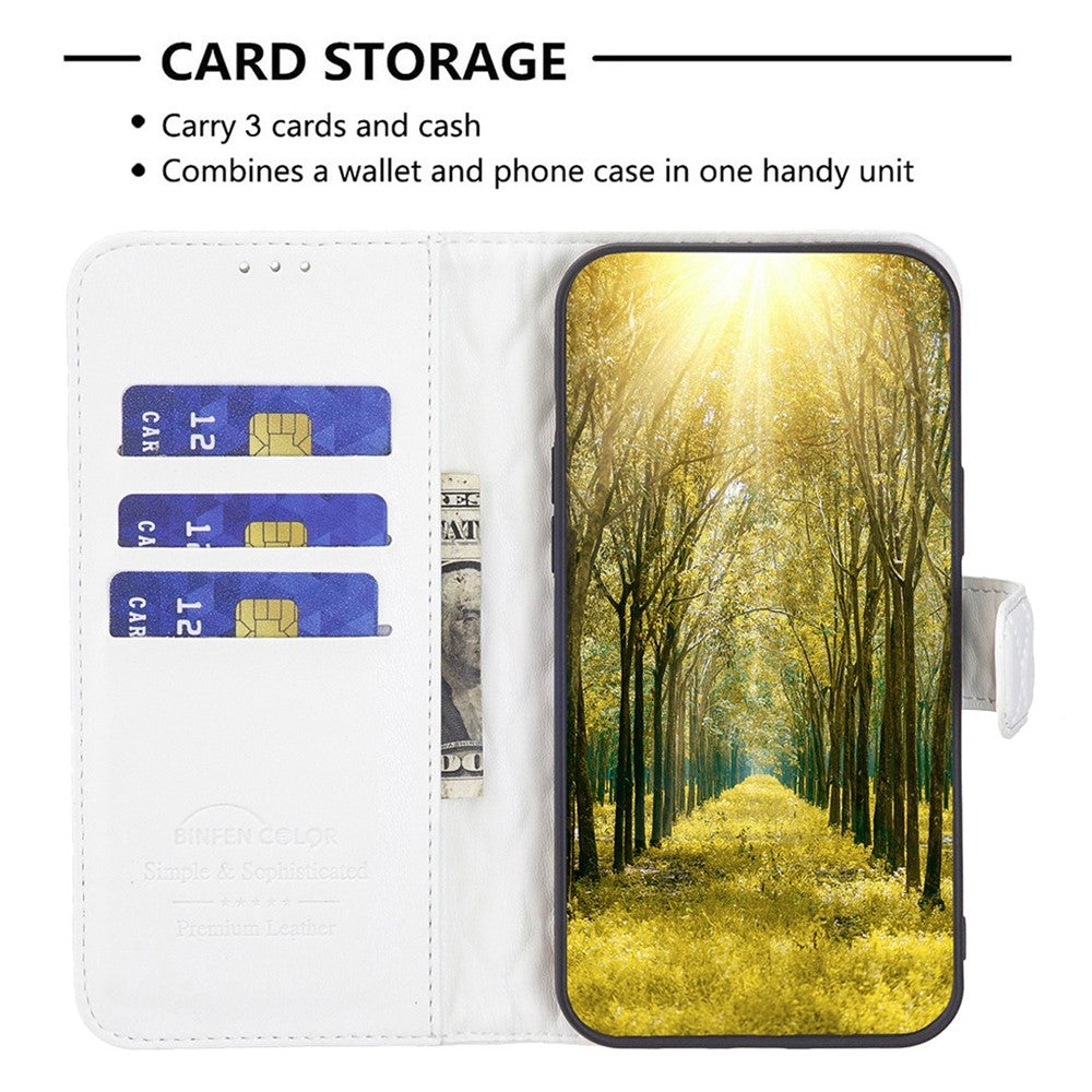 BINFEN COLOR For Samsung Galaxy A23 5G (Global Version) / 4G BF Style-14 Imprinted Rhombus Pattern Case Full Protection Stand Matte PU Leather Wallet Cover
