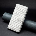 BINFEN COLOR For Samsung Galaxy A23 5G (Global Version) / 4G BF Style-14 Imprinted Rhombus Pattern Case Full Protection Stand Matte PU Leather Wallet Cover