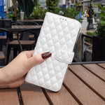 BINFEN COLOR For Samsung Galaxy A23 5G (Global Version) / 4G BF Style-14 Imprinted Rhombus Pattern Case Full Protection Stand Matte PU Leather Wallet Cover