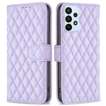 BINFEN COLOR For Samsung Galaxy A23 5G (Global Version) / 4G BF Style-14 Imprinted Rhombus Pattern Case Full Protection Stand Matte PU Leather Wallet Cover