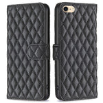 BINFEN COLOR til iPhone 7 / 8 / SE (2020) / SE (2022) BF Style-14 Præget Rhombus Mønster Etui Horisontal Stand Mat PU Læder Pung Cover