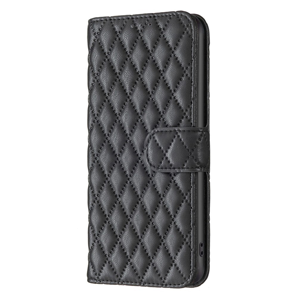 BINFEN COLOR til iPhone 7 / 8 / SE (2020) / SE (2022) BF Style-14 Præget Rhombus Mønster Etui Horisontal Stand Mat PU Læder Pung Cover