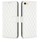BINFEN COLOR til iPhone 7 / 8 / SE (2020) / SE (2022) BF Style-14 Præget Rhombus Mønster Etui Horisontal Stand Mat PU Læder Pung Cover