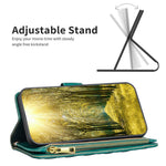 BINFEN COLOR BF Style-15 Mobilcover til iPhone 12 / 12 Pro 6.1 tommer, præget rhombemønster etui med lynlåslomme og stander i mat PU læderpungcover