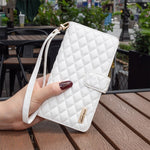 BINFEN COLOR for Samsung Galaxy A32 4G (EU Version) BF Style-15 Rhombus Pattern Imprinted Protective Case with Zipper Pocket Stand Matte PU Leather Wallet Cover