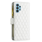 BINFEN COLOR for Samsung Galaxy A32 4G (EU Version) BF Style-15 Rhombus Pattern Imprinted Protective Case with Zipper Pocket Stand Matte PU Leather Wallet Cover