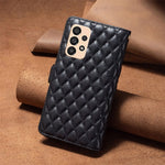 BINFEN COLOR BF Style-15-mobilcover til Samsung Galaxy A33 5G, faldsikkert PU-lædercover med lynlåslomme, præget diamantmønster, mat fliplåg og stativ