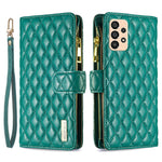 BINFEN COLOR BF Style-15-mobilcover til Samsung Galaxy A33 5G, faldsikkert PU-lædercover med lynlåslomme, præget diamantmønster, mat fliplåg og stativ