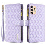 BINFEN COLOR BF Style-15-mobilcover til Samsung Galaxy A33 5G, faldsikkert PU-lædercover med lynlåslomme, præget diamantmønster, mat fliplåg og stativ