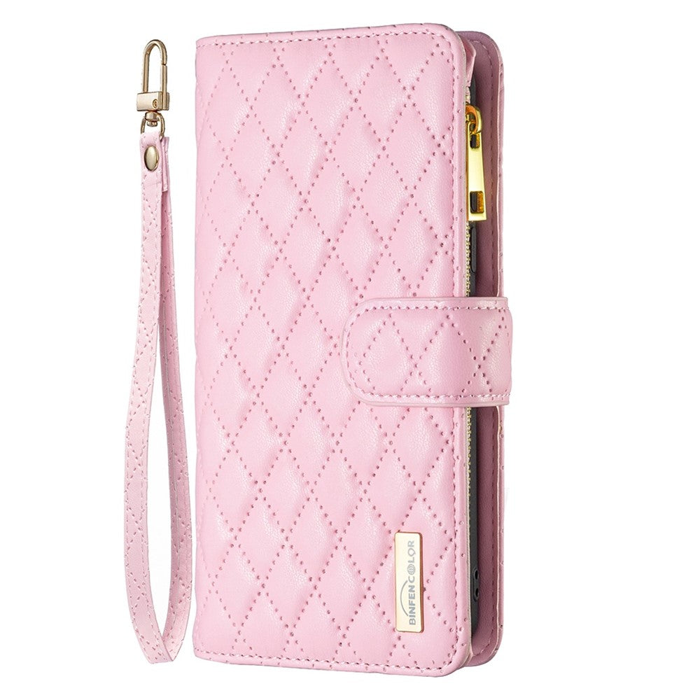BINFEN COLOR BF Style-15 for Samsung Galaxy A23 5G (Global Version) / 4G / M23 5G Imprinted Rhombus Pattern Shockproof Phone Case with Zipper Pocket