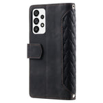005 Stil til Samsung Galaxy A73 5G Rhombus Tekstur Smartphone Cover PU Læder Lynlås Lomme Stand Pung Stødsikkert Etui med Rem