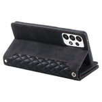 005 Stil til Samsung Galaxy A73 5G Rhombus Tekstur Smartphone Cover PU Læder Lynlås Lomme Stand Pung Stødsikkert Etui med Rem
