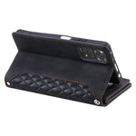 005 Style PU Leather Phone Cover for Xiaomi Redmi Note 12 Pro 4G / Note 11 Pro 4G (Mediatek) / 11 Pro 5G (Qualcomm), Rhombus Texture Zipper Pocket Shell Stand Wallet Case with Strap