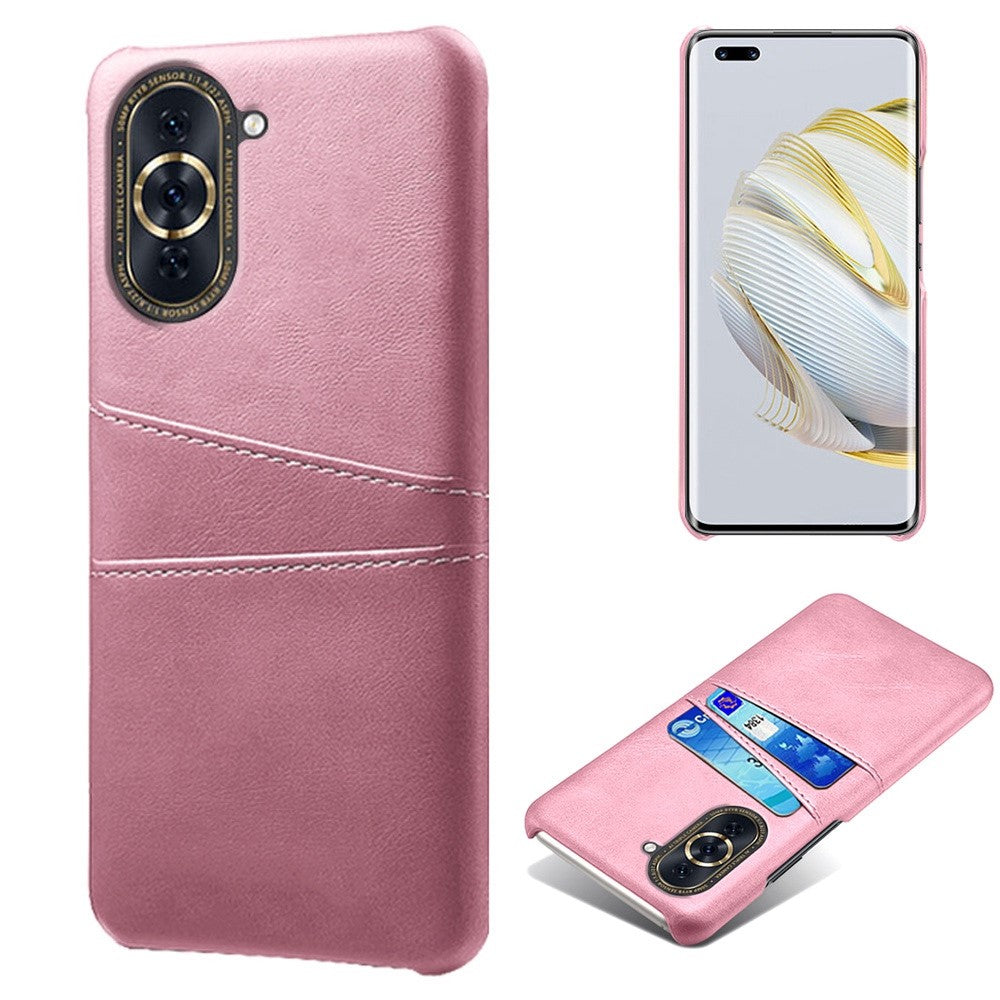 For Huawei nova 10 Pro 4G Dual Card Slots Holder Well-protected Case PU Leather Coated Hard PC Anti-shock Phone Shell