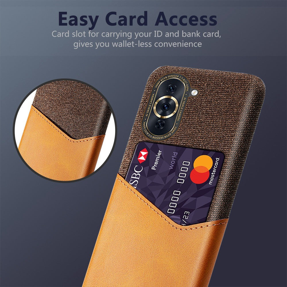 For Huawei nova 10 Pro 4G Shockproof Mobile Phone Case Card Holder Function Cloth Texture PU Leather Coated PC Shell