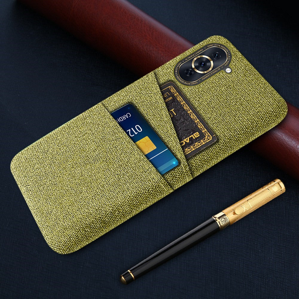 For Huawei nova 10 Pro 4G Cellphone Protector Soft Touch Cloth Texture PC Back Cover with Dual Card Holder