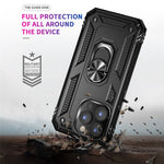 For iPhone 14 Pro Max 6.7 inch Rotary Kickstand Phone Case Soft TPU Hard PC Back Cover with Built-in Metal Sheet