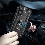 For iPhone 14 Pro Max 6.7 inch Rotary Kickstand Phone Case Soft TPU Hard PC Back Cover with Built-in Metal Sheet