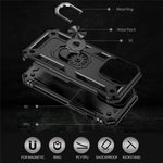 For iPhone 14 Pro Max 6.7 inch Rotary Kickstand Phone Case Soft TPU Hard PC Back Cover with Built-in Metal Sheet