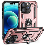 For iPhone 14 Pro Max 6.7 inch Rotary Kickstand Phone Case Soft TPU Hard PC Back Cover with Built-in Metal Sheet