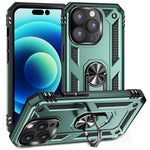 For iPhone 14 Pro Max 6.7 inch Rotary Kickstand Phone Case Soft TPU Hard PC Back Cover with Built-in Metal Sheet