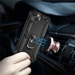 For iPhone 14 6.1 inch Military Grade Shockproof TPU + PC Kickstand Phone Case Protector with Car Mount Metal Sheet
