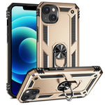For iPhone 14 6.1 inch Military Grade Shockproof TPU + PC Kickstand Phone Case Protector with Car Mount Metal Sheet