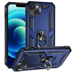 For iPhone 14 6.1 inch Military Grade Shockproof TPU + PC Kickstand Phone Case Protector with Car Mount Metal Sheet
