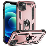 For iPhone 14 6.1 inch Military Grade Shockproof TPU + PC Kickstand Phone Case Protector with Car Mount Metal Sheet