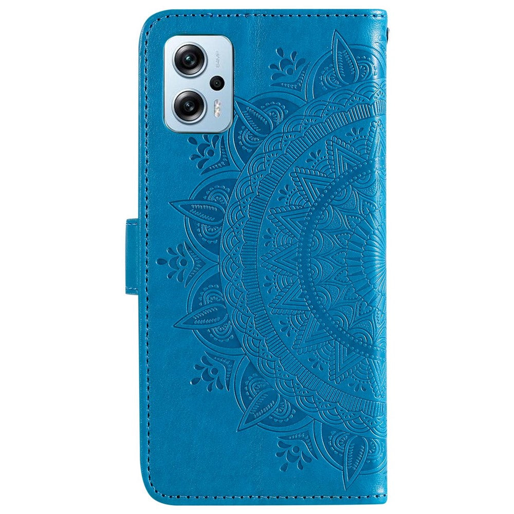 For Xiaomi Redmi Note 11T Pro 5G / Note 11T Pro+ 5G / Note 12T Pro 5G / Poco X4 GT 5G / Redmi K50i 5G Wallet Case Imprinted Mandala Flower Pattern PU Leather Stand Magnetic Flip Cover with Strap