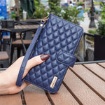 BINFEN COLOR BF Style-15 for Samsung Galaxy S21 4G / 5G Rhombus Pattern Imprinted Matte PU Leather TPU Case Stand Wallet Zipper Pocket Phone Shell Protector