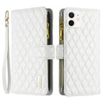 BINFEN COLOR BF Style-15 til iPhone 12 mini 5.4 tommer Telefoncover i Mat PU-læder med Lynlåslomme, Præget Rombemønster og Tegnebogsstander