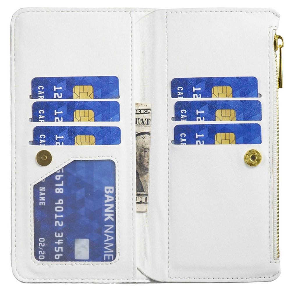 BINFEN COLOR BF Style-15 til iPhone 12 mini 5.4 tommer Telefoncover i Mat PU-læder med Lynlåslomme, Præget Rombemønster og Tegnebogsstander