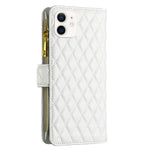 BINFEN COLOR BF Style-15 til iPhone 12 mini 5.4 tommer Telefoncover i Mat PU-læder med Lynlåslomme, Præget Rombemønster og Tegnebogsstander