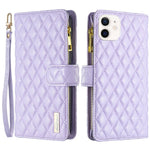 BINFEN COLOR BF Style-15 til iPhone 12 mini 5.4 tommer Telefoncover i Mat PU-læder med Lynlåslomme, Præget Rombemønster og Tegnebogsstander