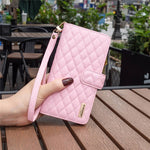 BINFEN COLOR BF Style-15 for iPhone 11 Pro 5.8 inch Zipper Pocket Stand Wallet PU Leather Shell Imprinting Rhombus Pattern Matte Phone Case