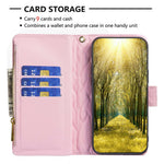 BINFEN COLOR for Oppo A76 4G / A36 4G / K10 4G / A96 4G / Realme 9i BF Style-15 Protective Phone Case Imprinted Rhombus Pattern Matte PU Leather Wallet Stand Shell with Zipper Pocket