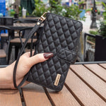 BINFEN COLOR BF Style-15 for Oppo Find X5 Pro 5G Drop-proof Zipper Pocket Protective Cover Imprinted Rhombus Pattern Matte PU Leather Wallet Case with Stand