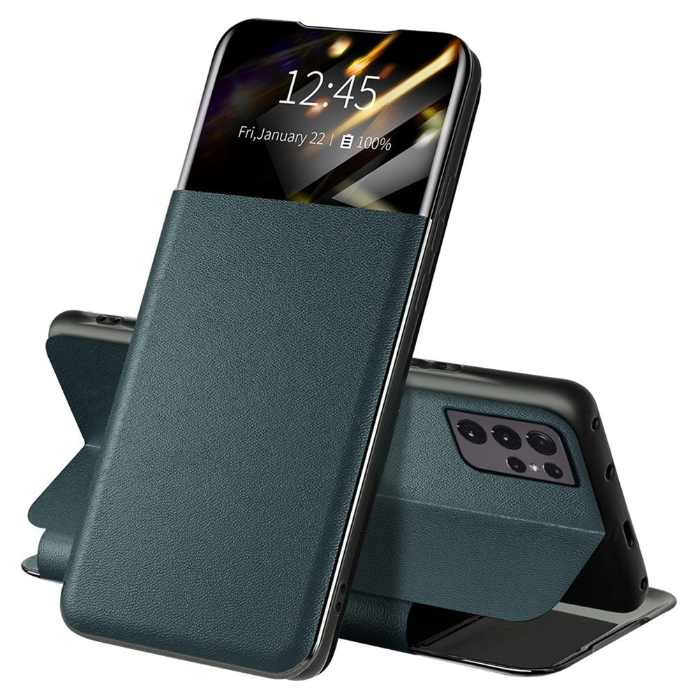 For Samsung Galaxy S21 Ultra 5G Card Holder Stand PU Leather Protective Case View Window Phone Cover