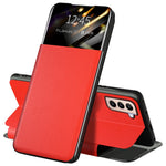For Samsung Galaxy S21+ 5G View Window PU Leather Case Card Holder Stand Folio Flip Phone Cover