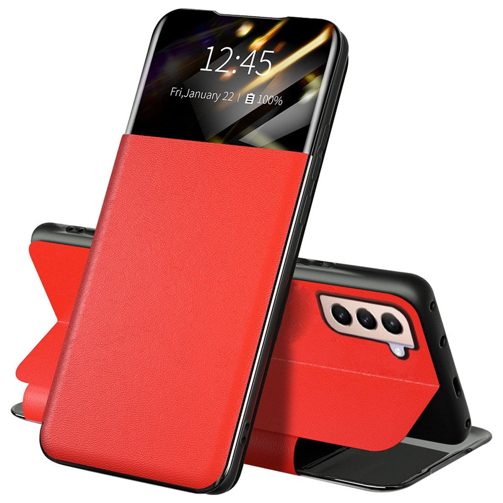 For Samsung Galaxy S21+ 5G View Window PU Leather Case Card Holder Stand Folio Flip Phone Cover