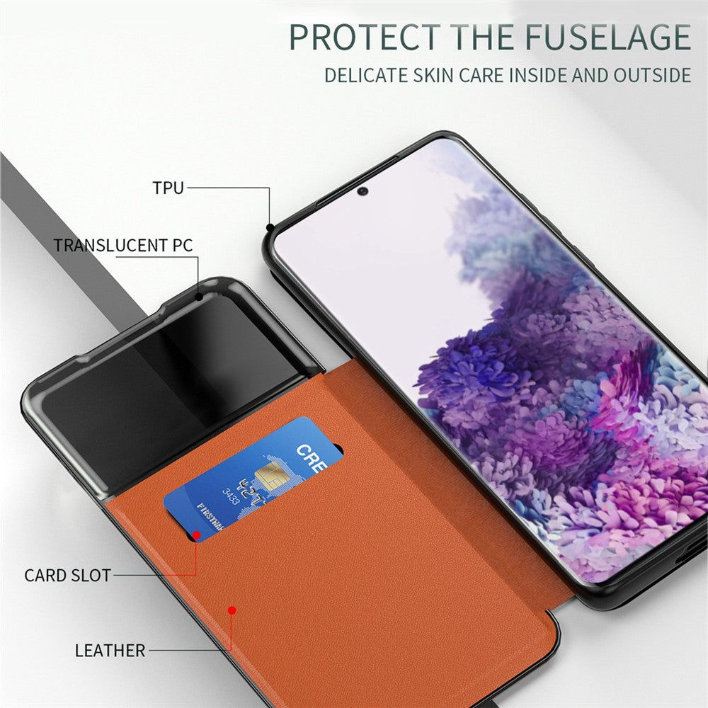 For Samsung Galaxy S21+ 5G View Window PU Leather Case Card Holder Stand Folio Flip Phone Cover
