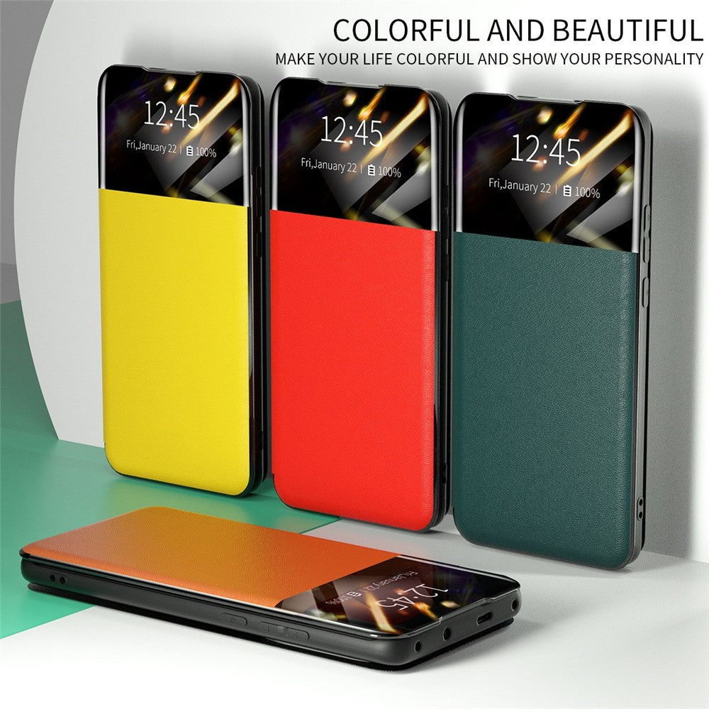 For Samsung Galaxy S21+ 5G View Window PU Leather Case Card Holder Stand Folio Flip Phone Cover