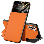 For Samsung Galaxy S21+ 5G View Window PU Leather Case Card Holder Stand Folio Flip Phone Cover